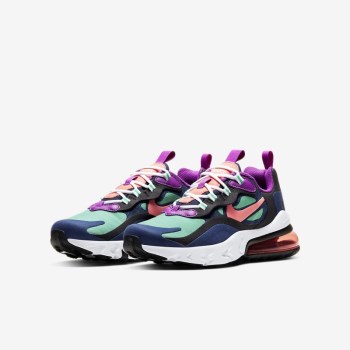 Nike Air Max 270 React - Nagyobb Gyerek Utcai Cipő - Kék/Fekete/Zöld